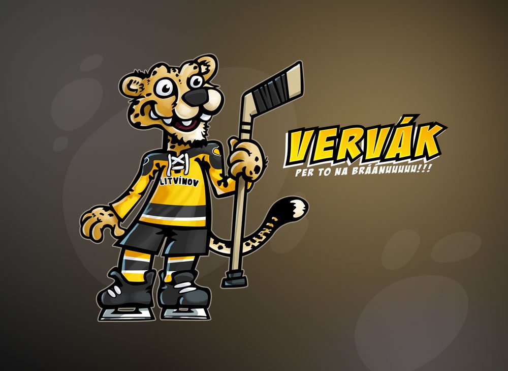 Ilustrace maskota pro litvínovský hokejový klub