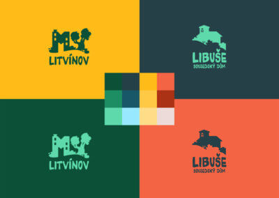 Ukázka jednotné vizuální identity MY Litvínov a Vila Libuše - kombinace log