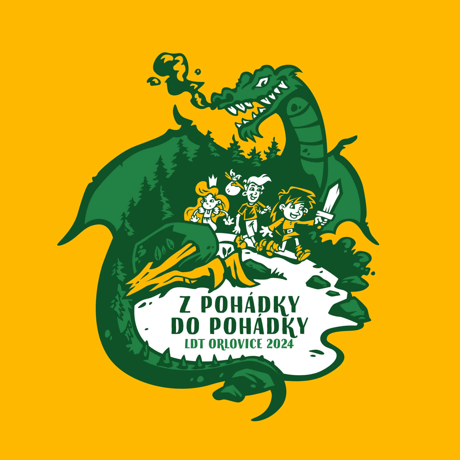 Grafika pro dětské tričko na letní tábor Ilustrace medvěda